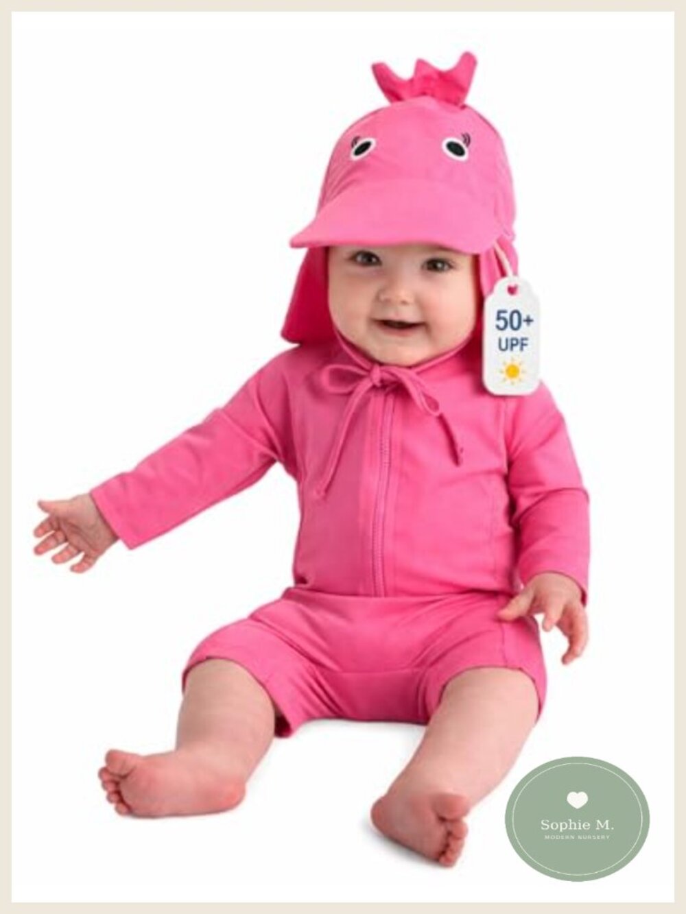 Baby UPF 50+ Sunsuit Rashguard Swimsuit with Sun Hat One Piece